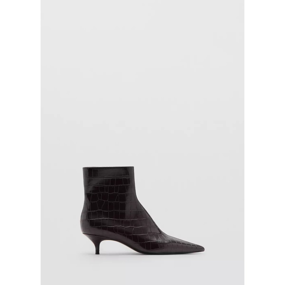 Bottines kitten heel pointues bordeaux, MANGO