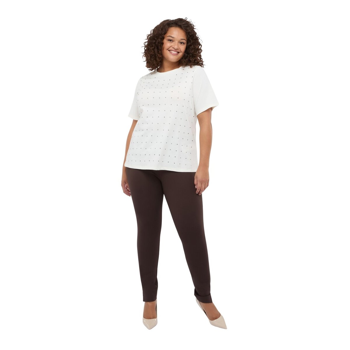 T-shirt en jersey avec petits clous blanc, FIORELLA RUBINO