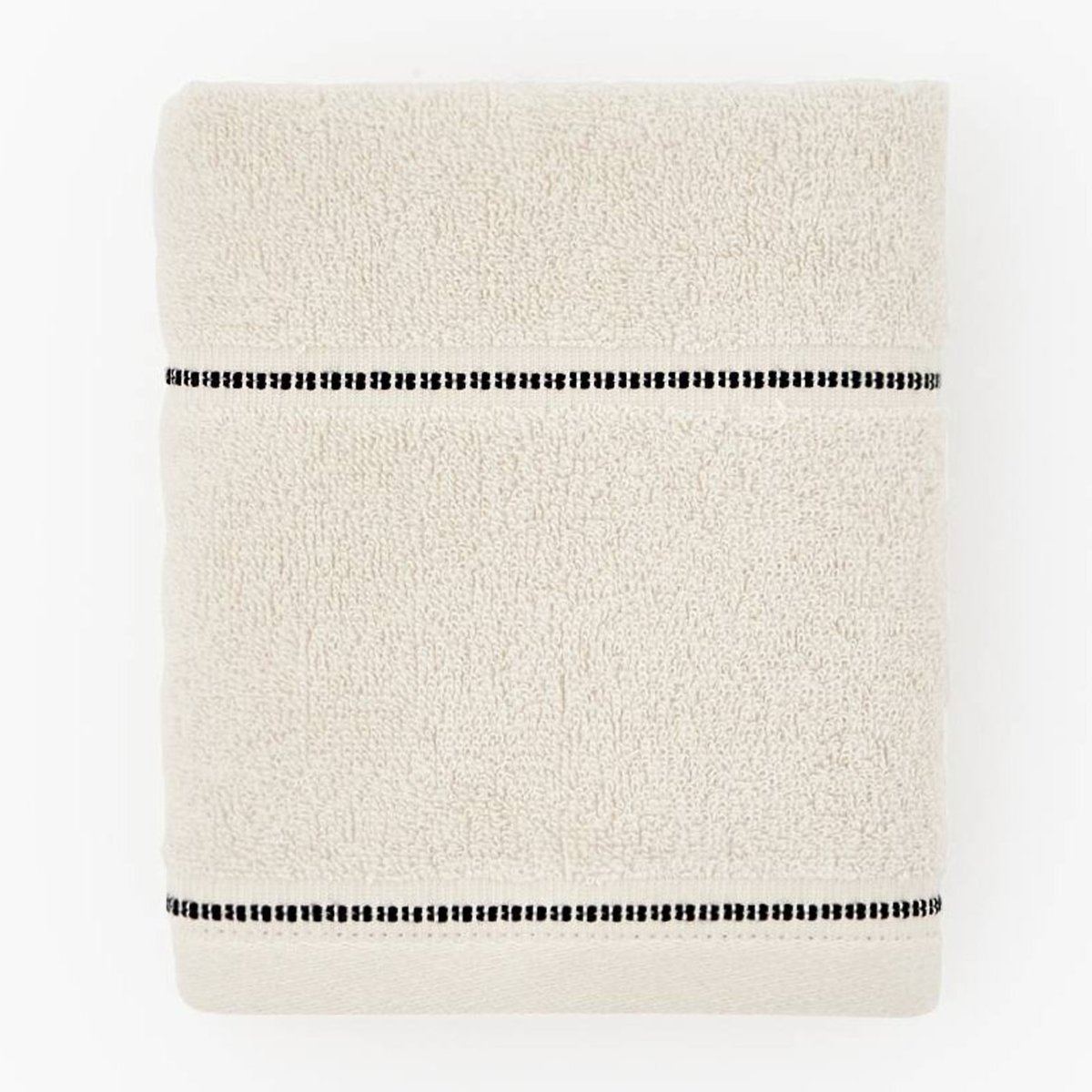 Serviette de bain rayée, en coton BIO GOTS cremeux, MONOPRIX MAISON