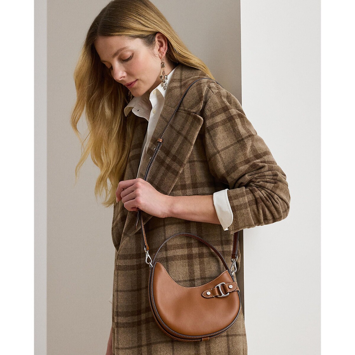Sac en cuir porté épaule, à bandoulière, TASHA camel, LAUREN RALPH LAUREN