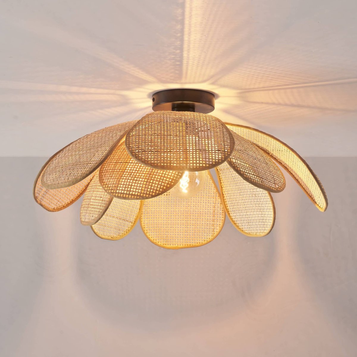 Plafonnier pétales en rotin - MARIELLA beige, KOSILUM