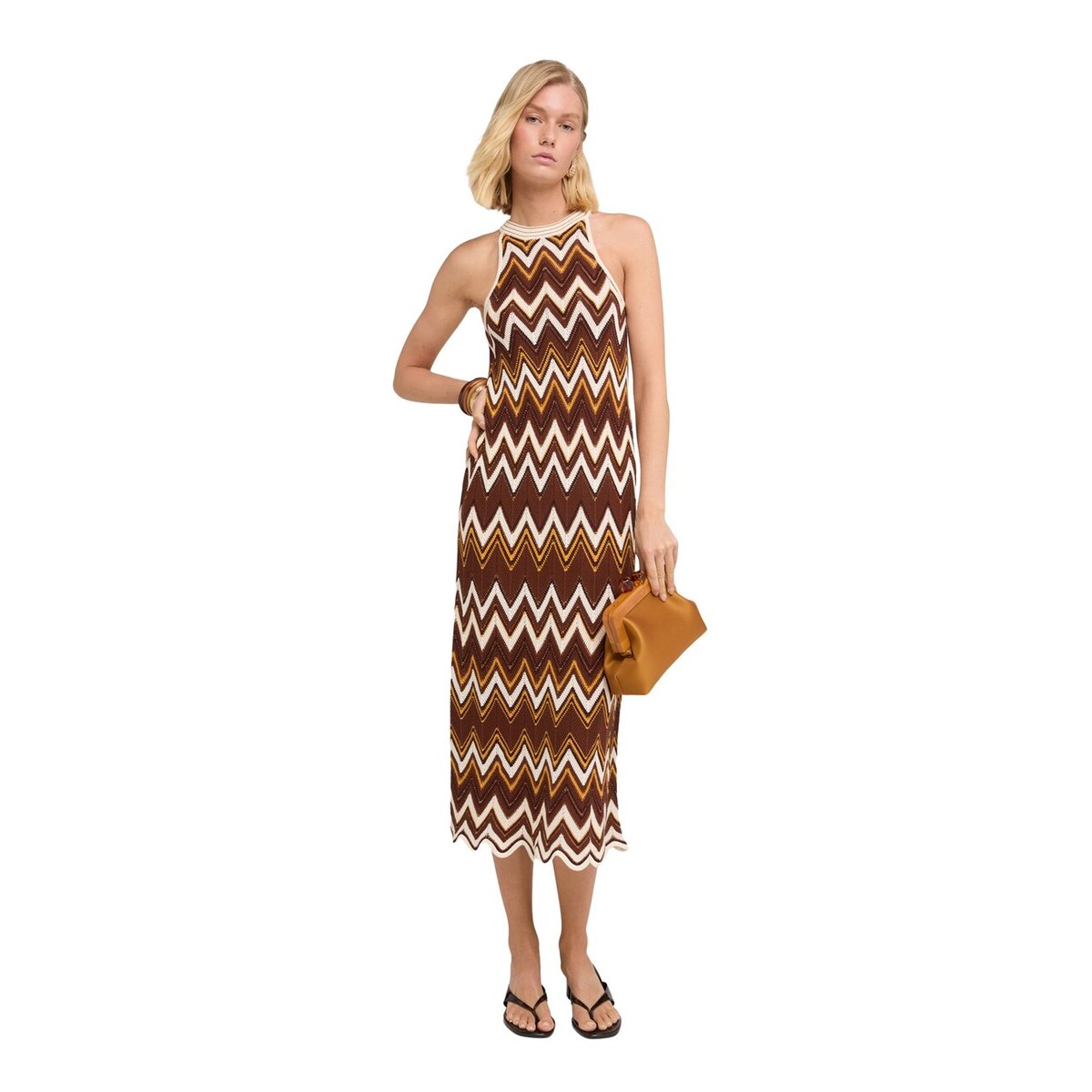 Robe longue travaillée marron, MOTIVI
