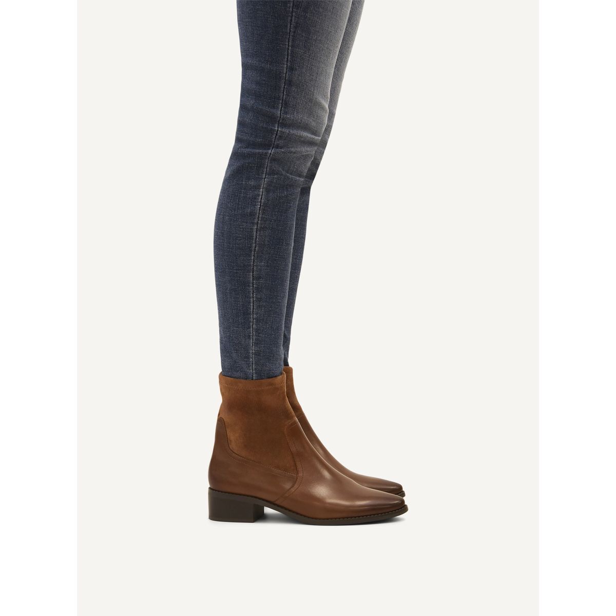 Bottine talon bloc marron chocolat nubuck, CAPRICE