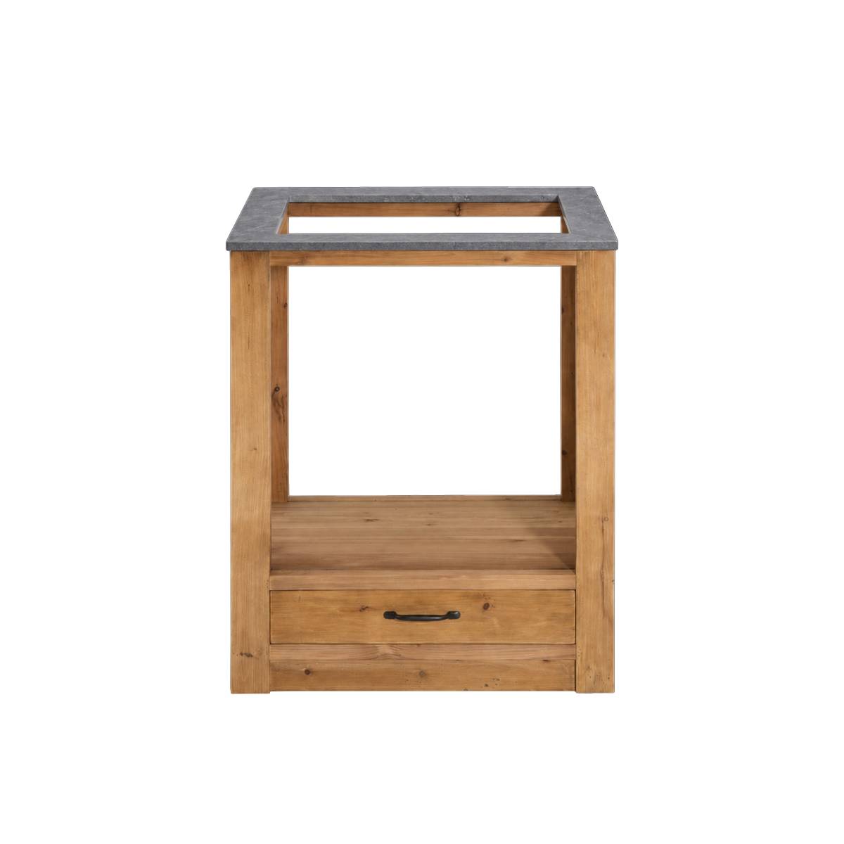 Meuble bas de cuisine en bois recyclé et pierre bleue CHAMPÊTRE bois clair, MADE IN MEUBLES