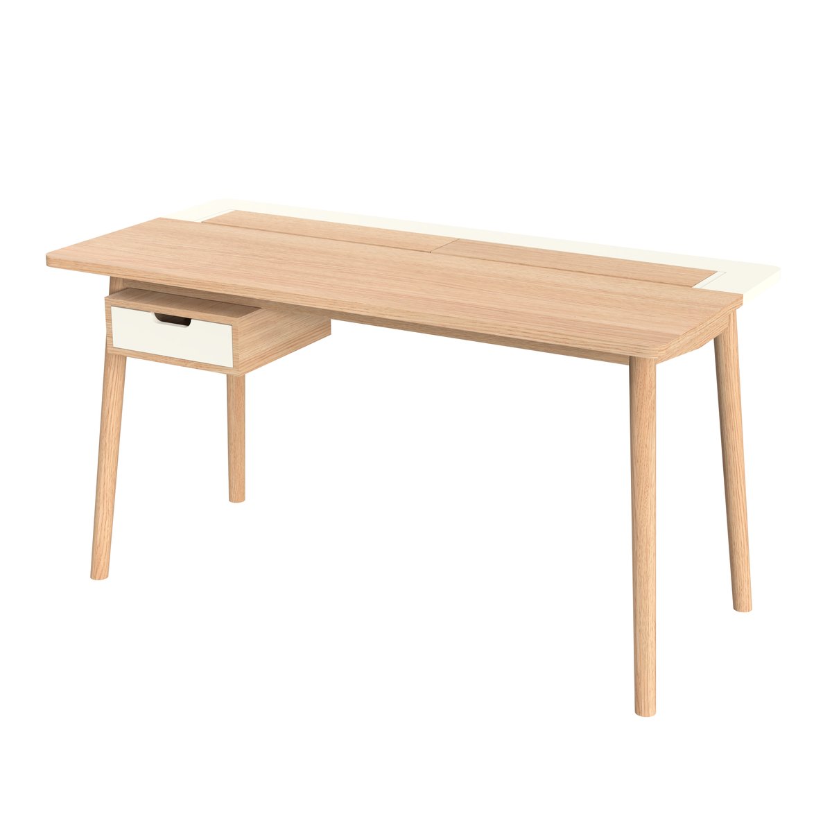Bureau en chêne avec tiroir et pupitre, HONORÉ blanc, HARTO