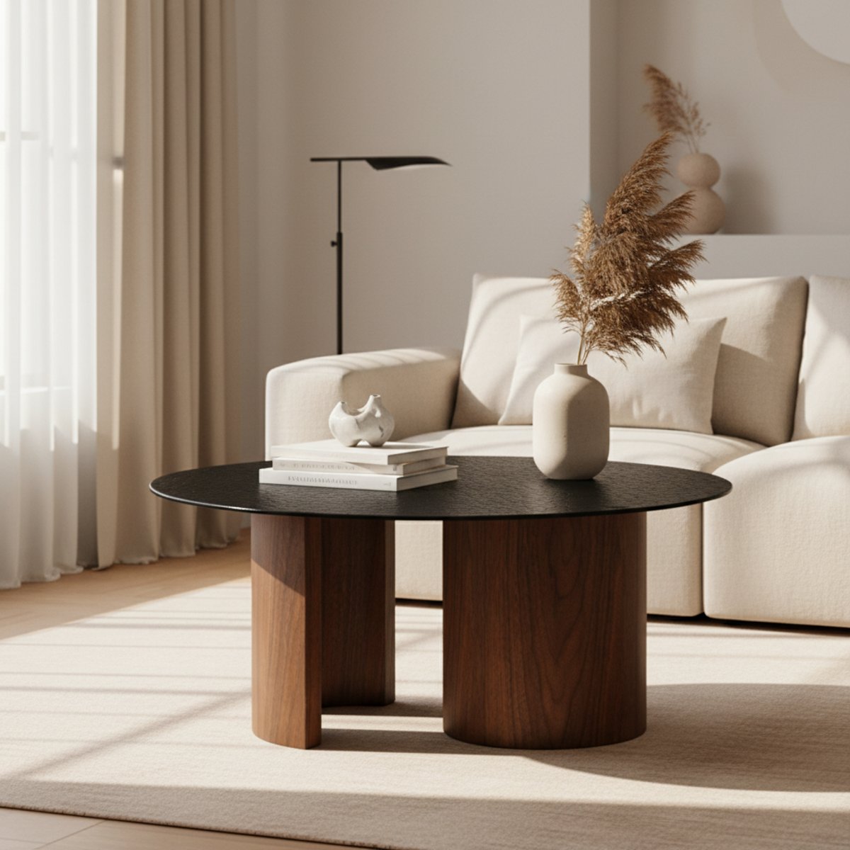 Table basse 80 cm en verre fumé gris clair, ZAGO