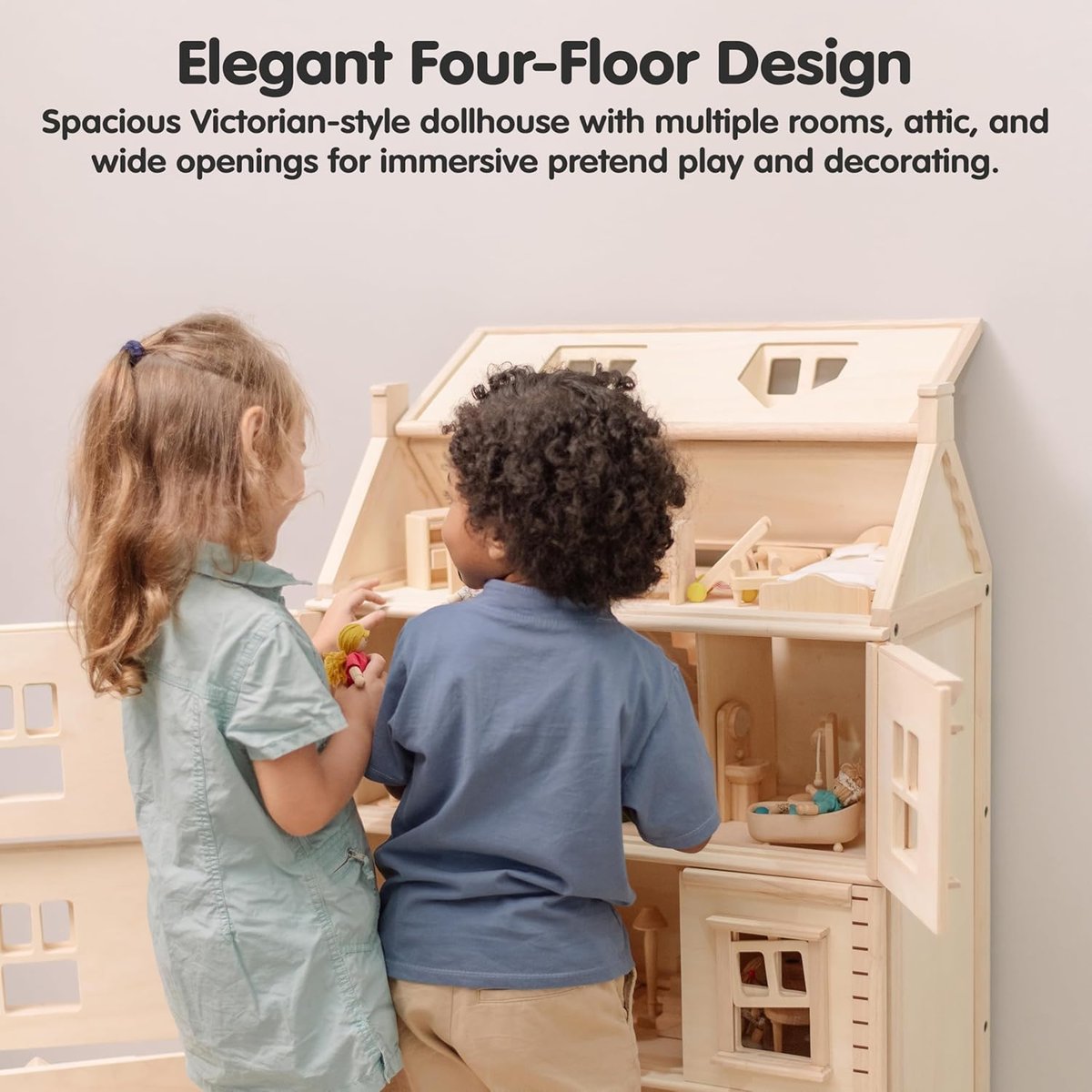 Grande maison de poupées Victorienne beige, PLAN TOYS
