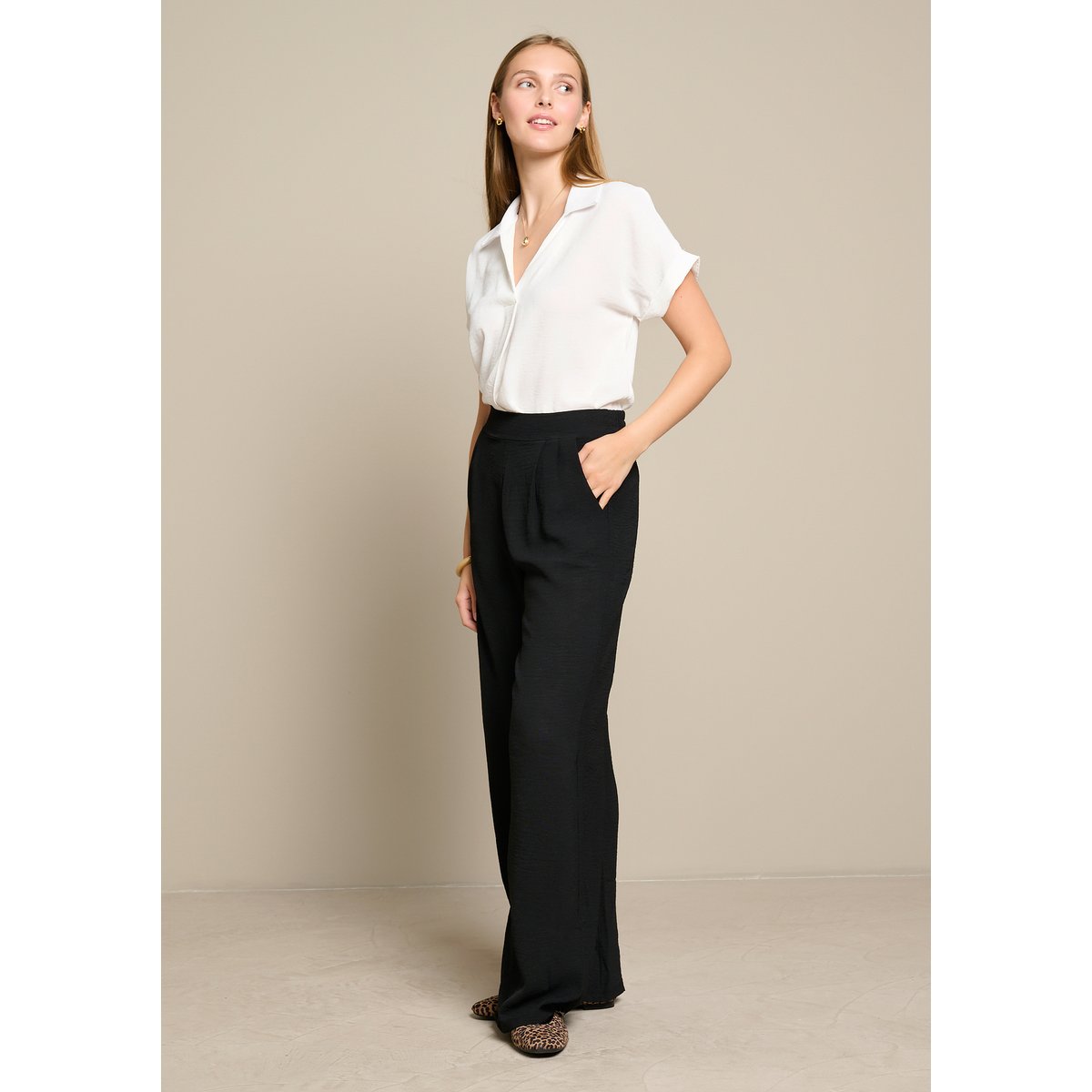 Pantalon ample fluide noir, LOLALIZA