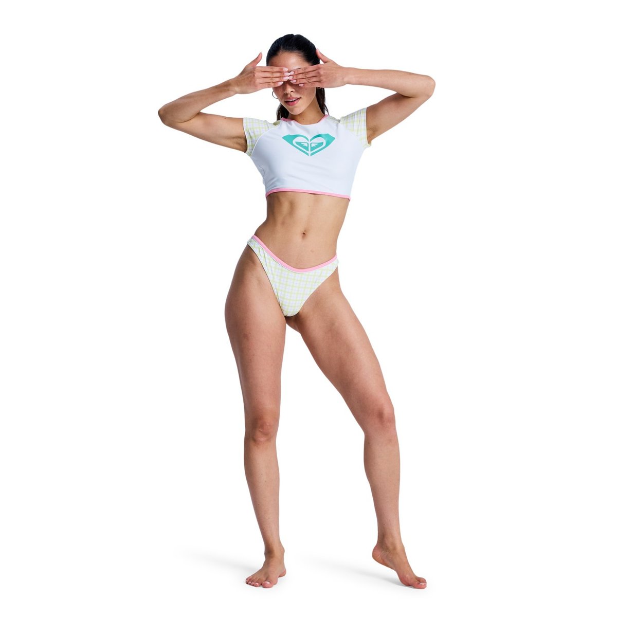 Lycra court à manches courtes THE SWELL CROP. blanc cloud dancer swell plaid, ROXY