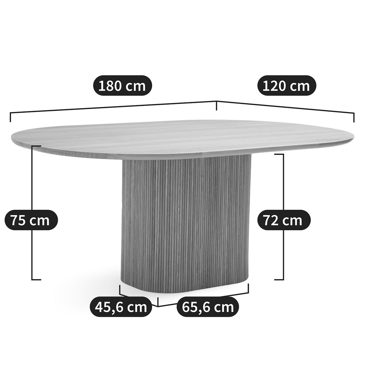Table à manger, ovale, en plaqué chêne, pour 6 à 8 couverts, TAMULA chêne, LA REDOUTE INTERIEURS