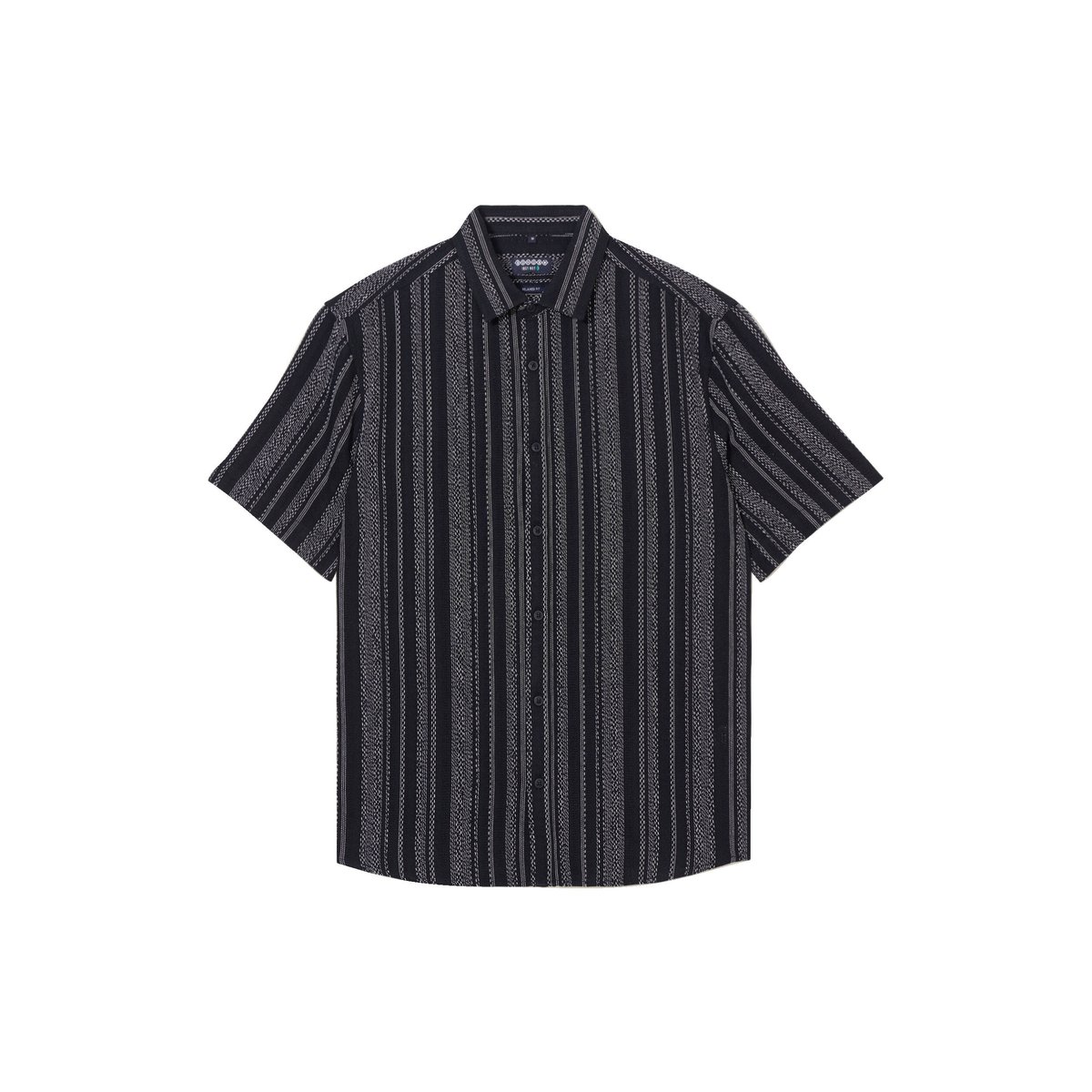 Chemise rayée manches courtes noir, BONOBO