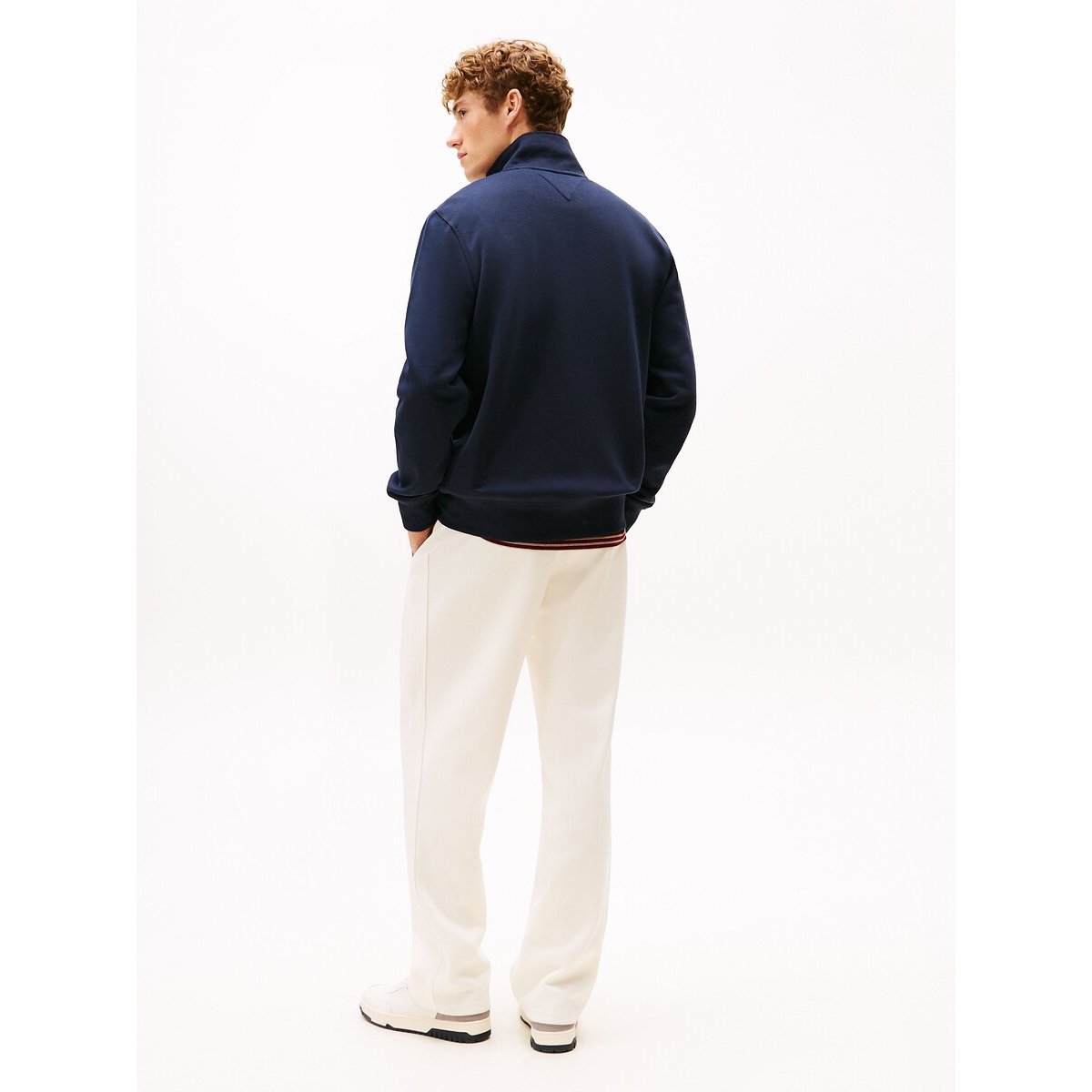 Sweatshirt in molton met rits en opstaande kraag marineblauw, TOMMY HILFIGER