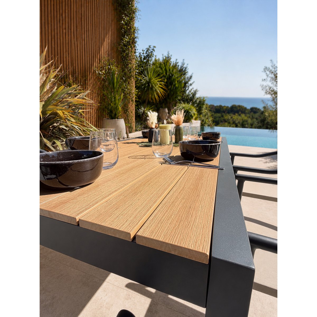 Ensemble repas de jardin 6 places en alu TONGA gris anthracite, DCB GARDEN