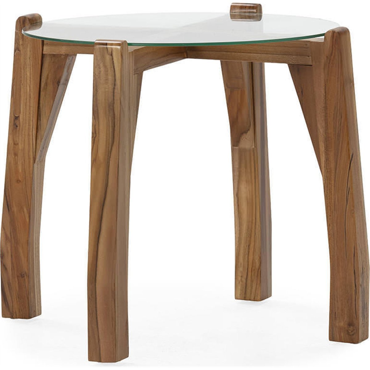 Table d'appoint en teck massif et verre naturel, RECOLLECTION