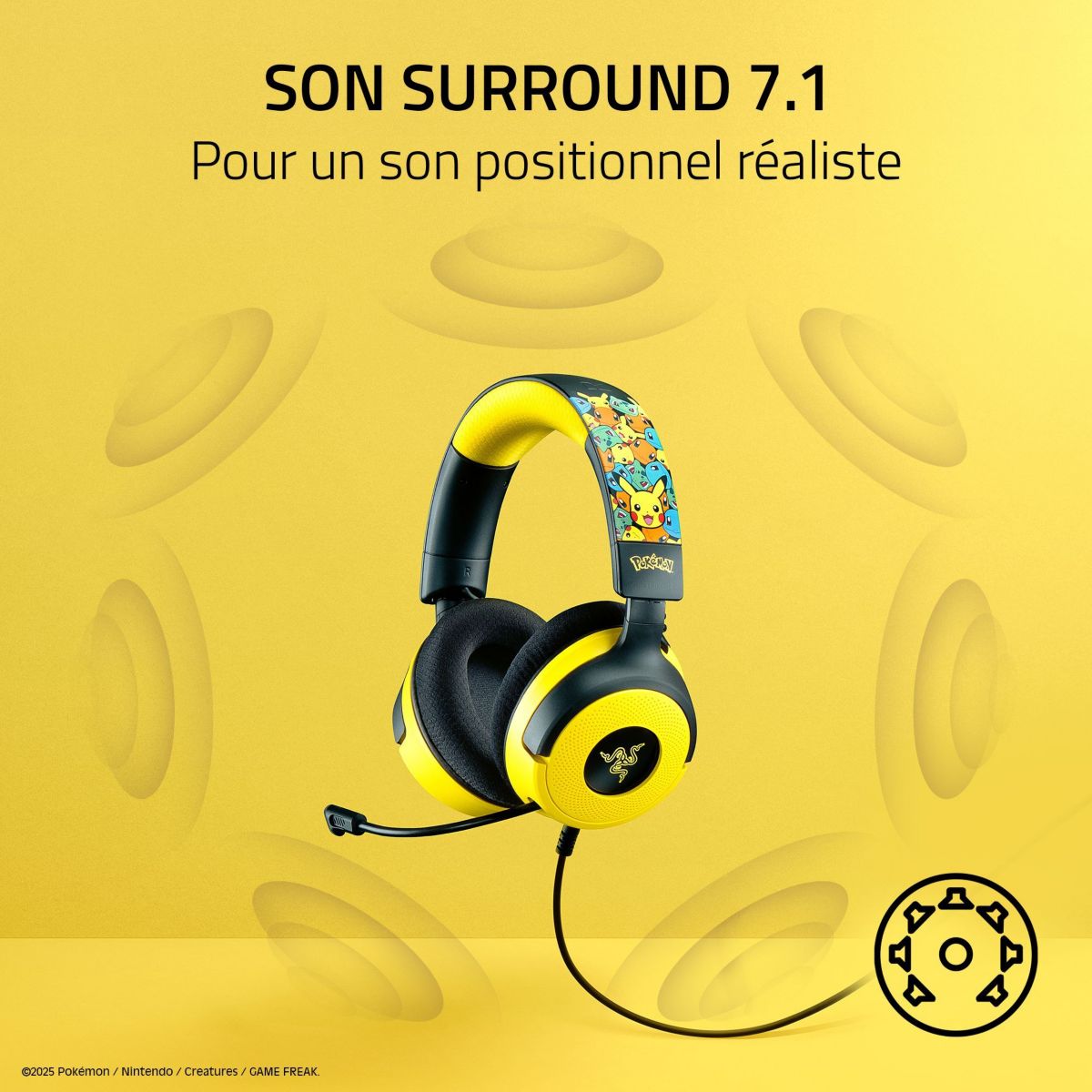 Casque gamer KRAKEN V4 X POKÉMON KANTO STARTERS ED multicolore, RAZER