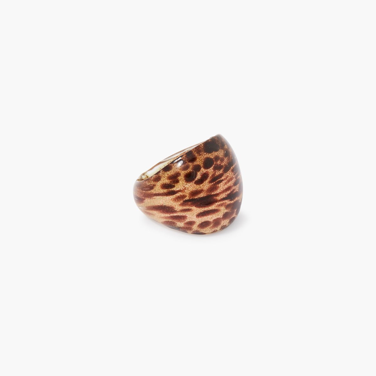 Grosse bague en verre léopard marron, BALABOOSTE