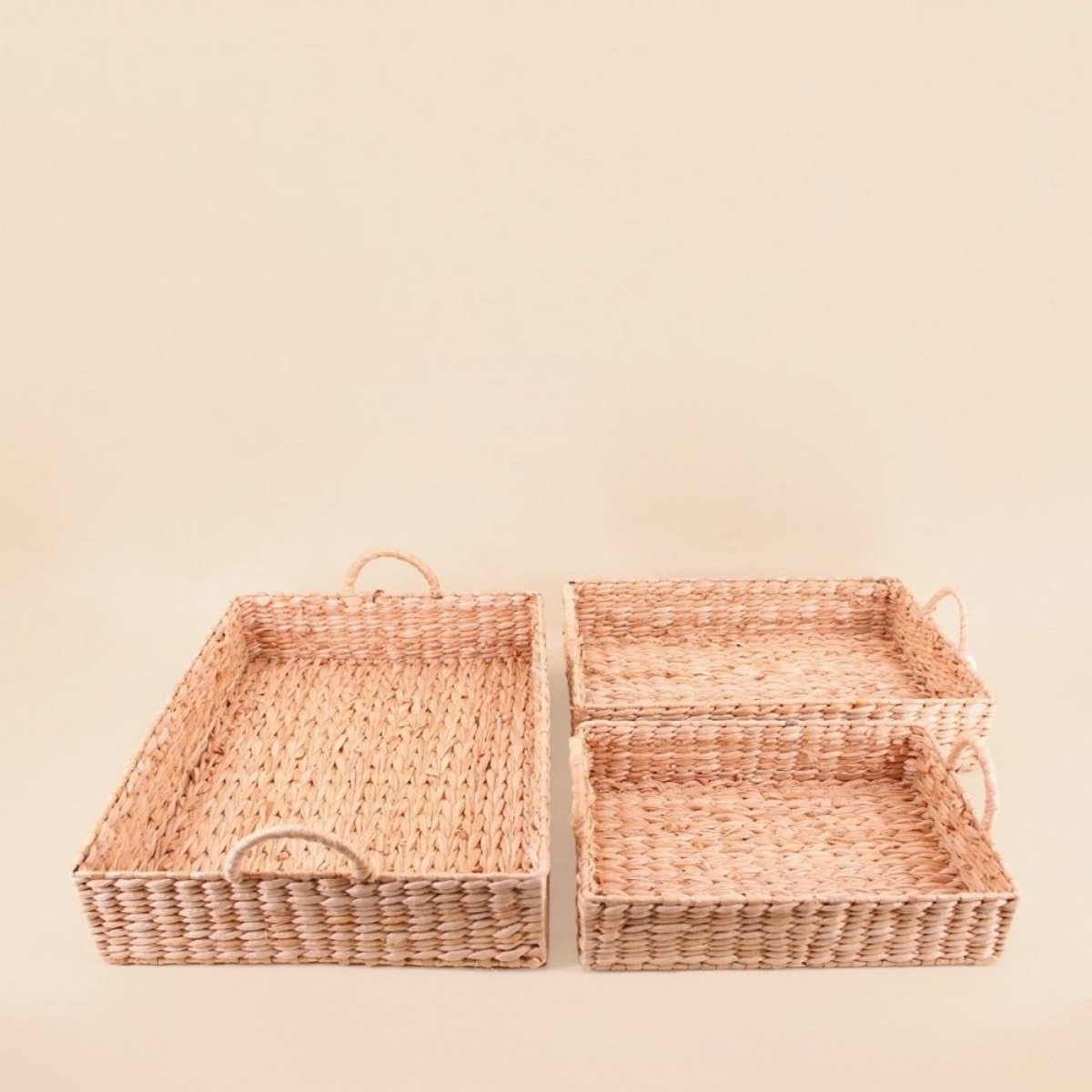 Set de 3 plateaux avec poignées en fibres naturelles naturel, ORNAMI