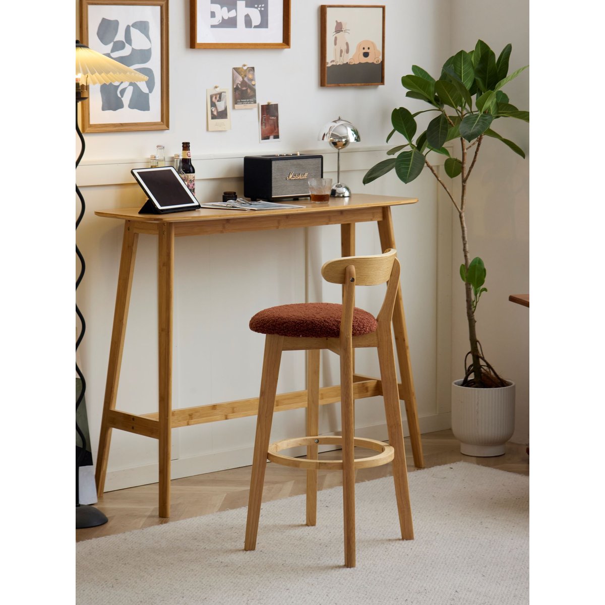 Lot de 2 tabourets de bar en bouclettes, VITORIA terracotta, NORDLYS