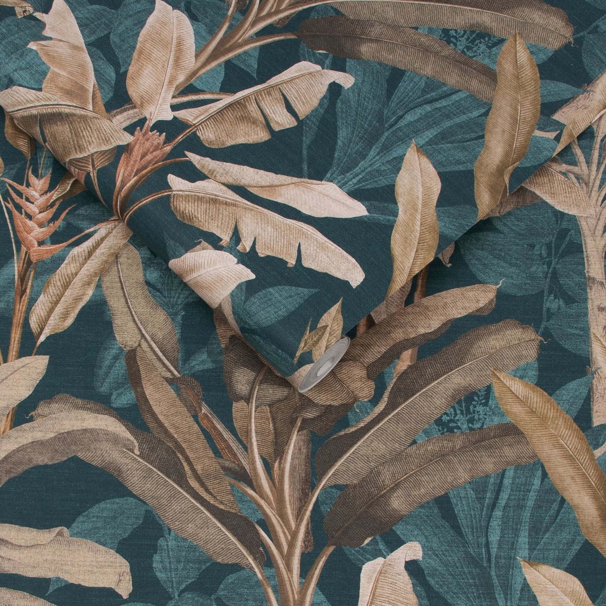Papier peint Borneo Teal sépia, bleu, GRAHAM ET BROWN