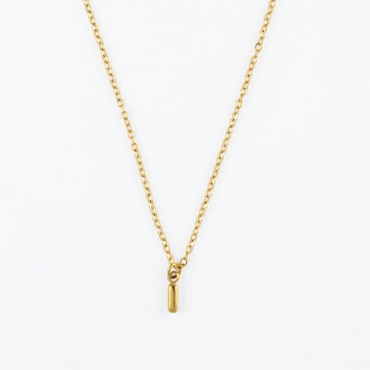 Collier à pendentif lettre I acier inoxydable doré, BALABOOSTE