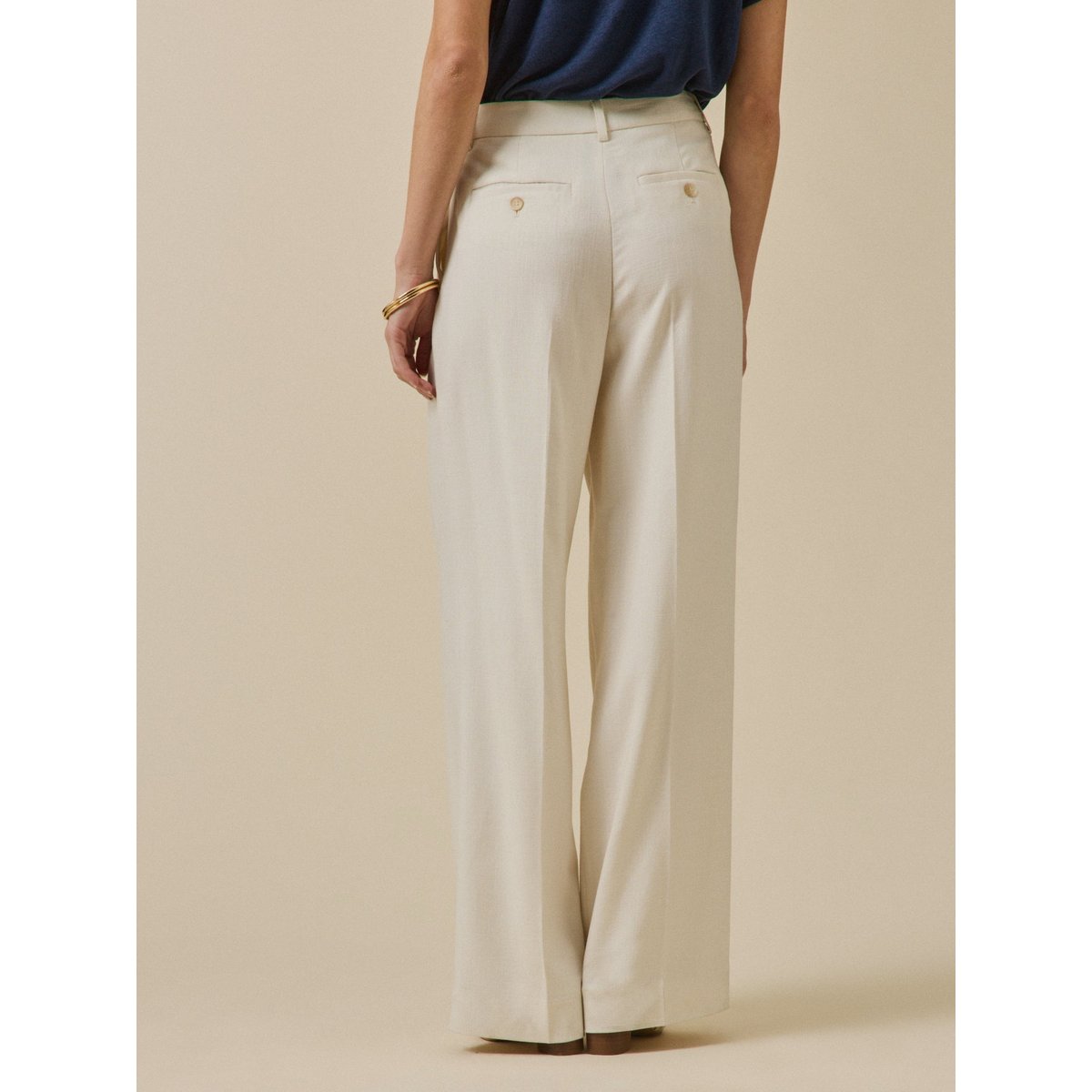 Pantalon extra large tissu natté AVA ecru, CYRILLUS