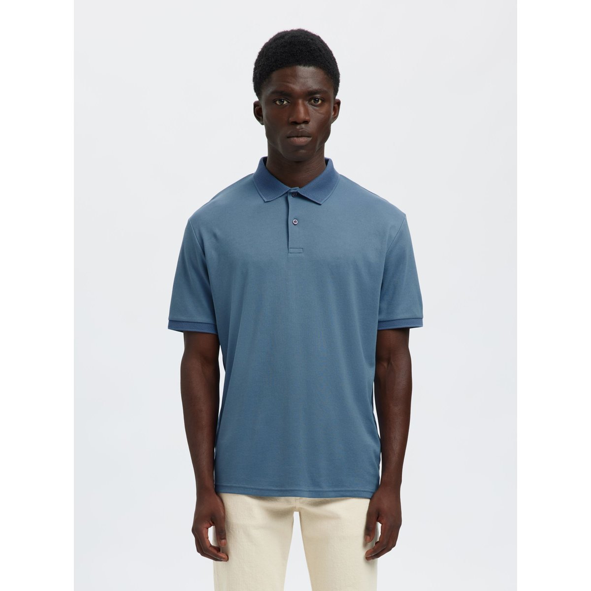 Polo Manches courtes gris - blue mirage, SELECTED