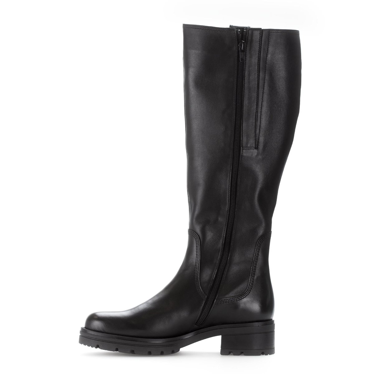 Bottes en cuir lisse à talon décroché noir lisse, GABOR
