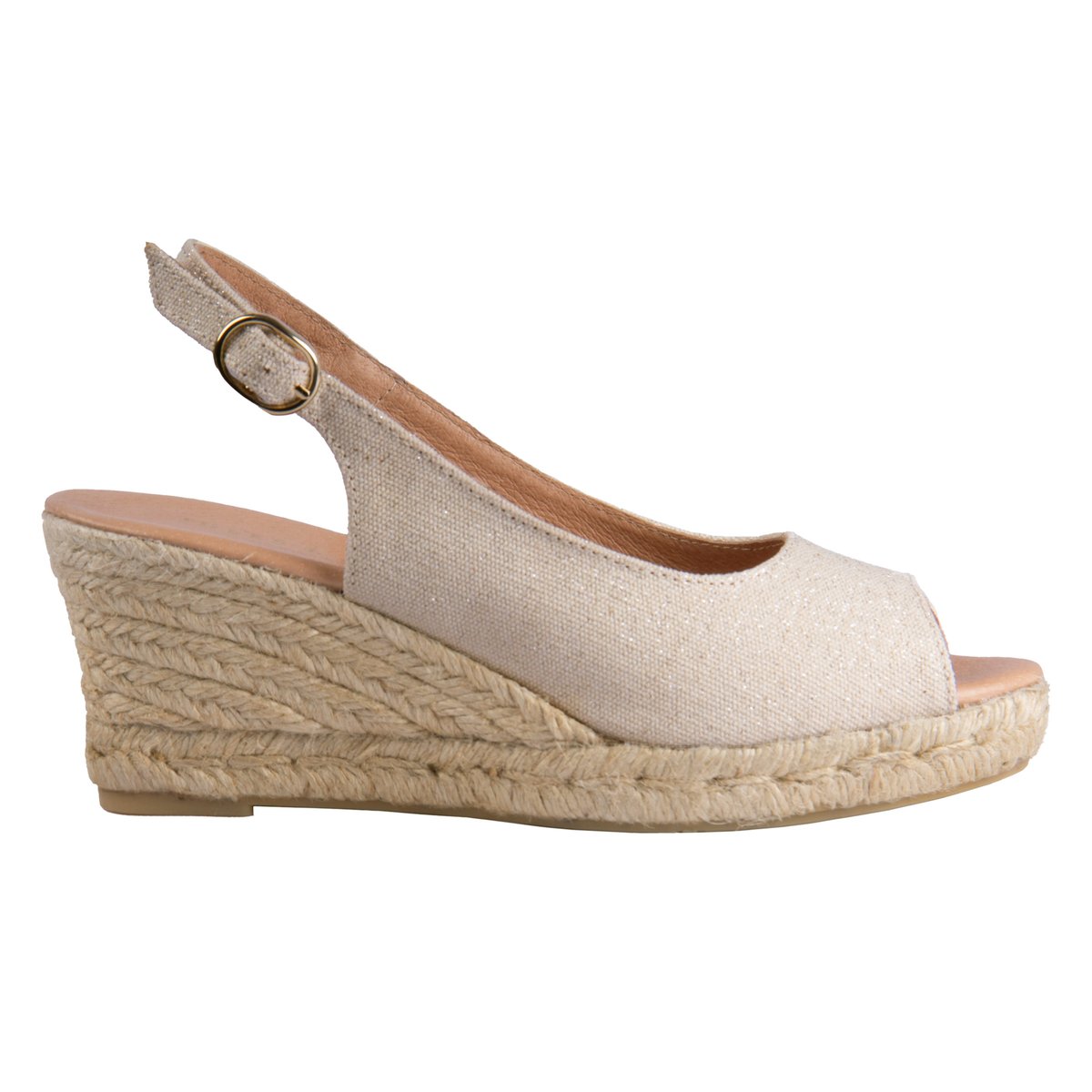 Espadrilles slingback toile recyclée doré, JULES & JENN