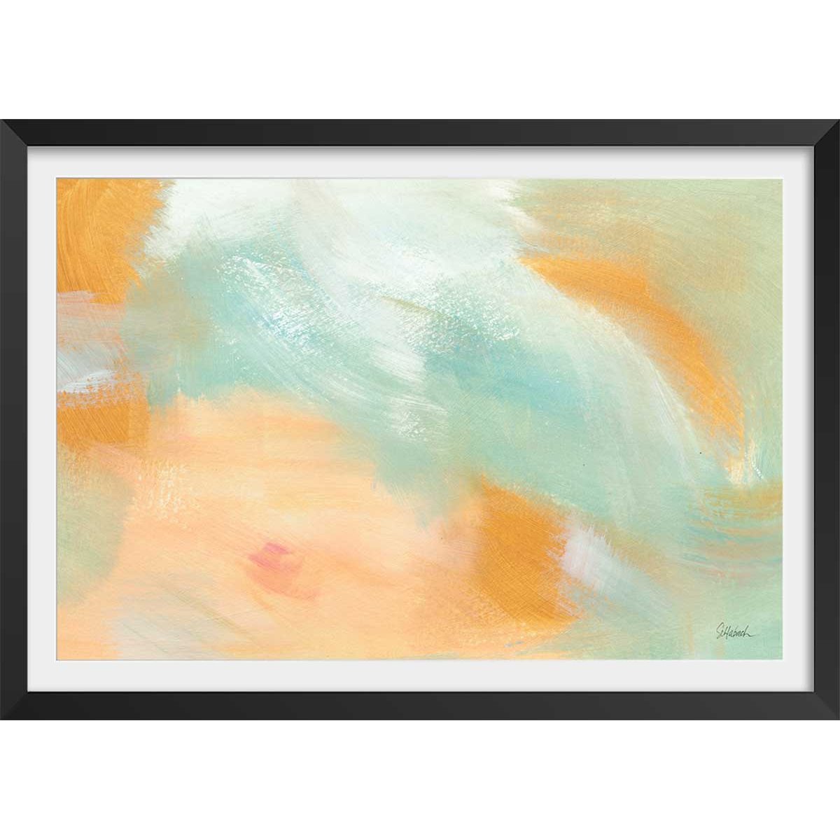 Poster orange blush affiche + cadre en bois - noir, HEXOA