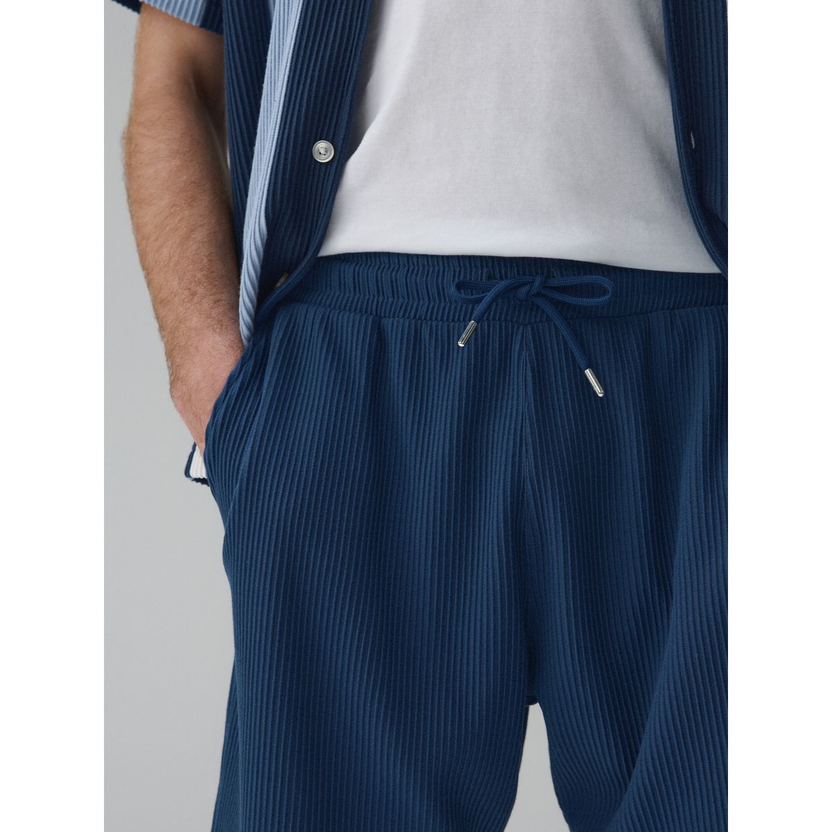 Short en jersey texturé à cordon de serrage bleu, NEXT