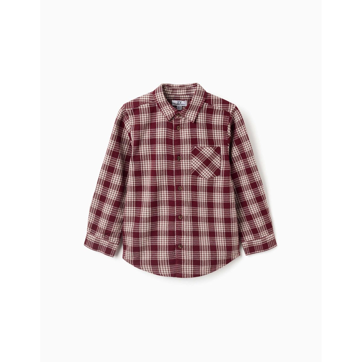 Chemise en coton à manches longues à carreaux You&Me rouge foncé, ZIPPY