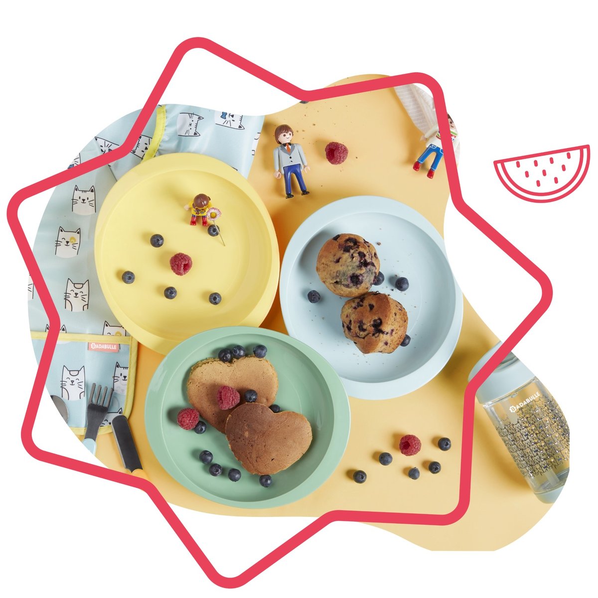 Lot de 3 assiettes bébé antidérapantes multicolore, BADABULLE
