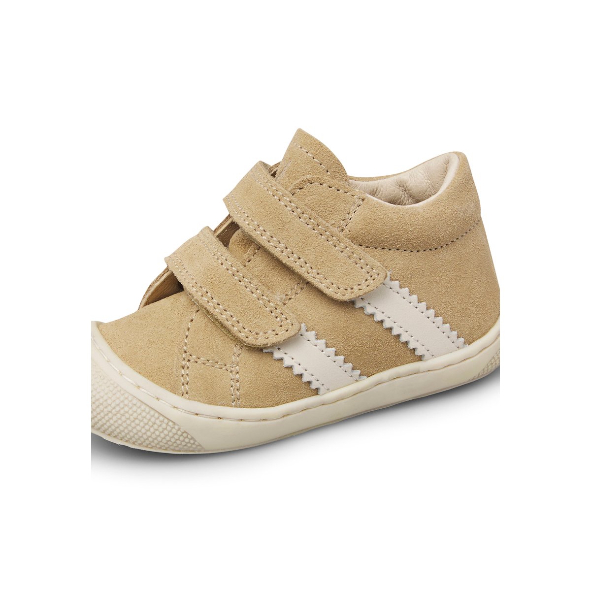 Chaussures premiers pas en suède MACKS 3 VL sable-blanc crème, NATURINO