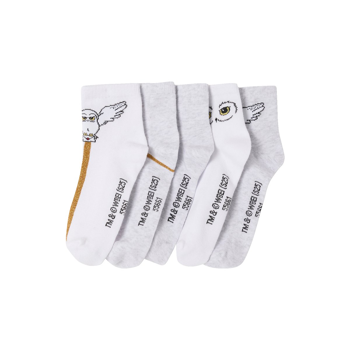 Lot de 5 paires mi-chaussettes Harry Potter® Glitter Hedwige blanc, VERTBAUDET