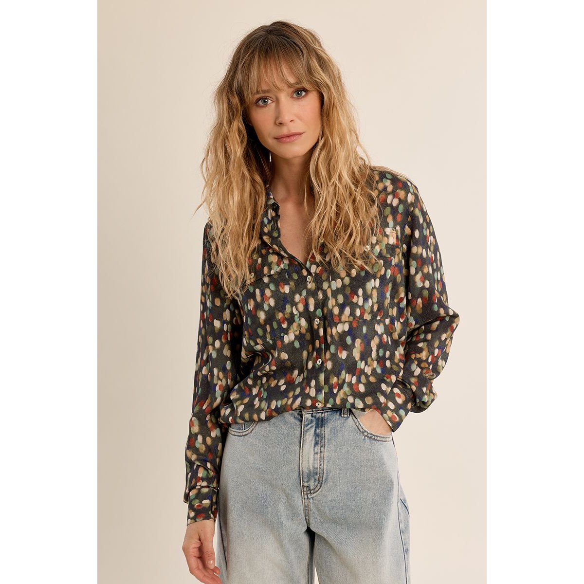 Chemise courte motif pois khaki suzie, MOLLY BRACKEN