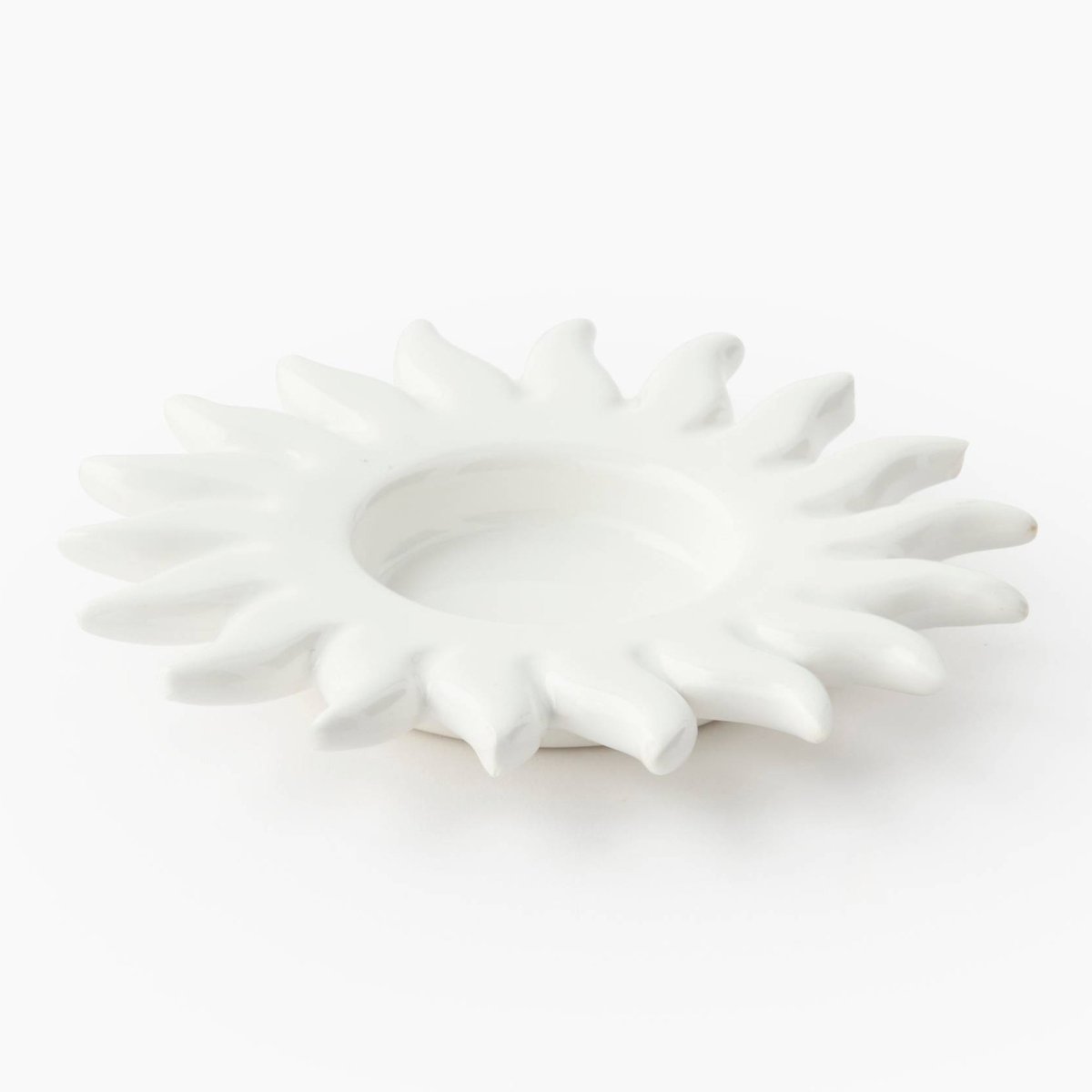 Bougeoir en forme soleil,11x1,5cm, en dolomite blanc, MONOPRIX