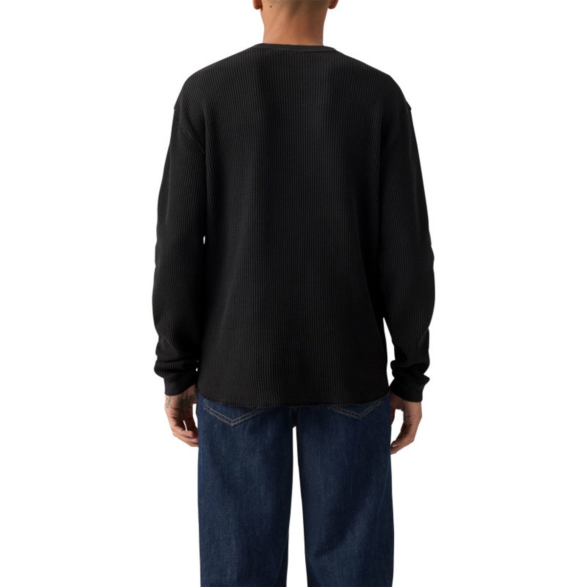 Pull en coton anthracite en maille effet gaufrée pourvu d'une coupe droite anthracite, LEVI'S