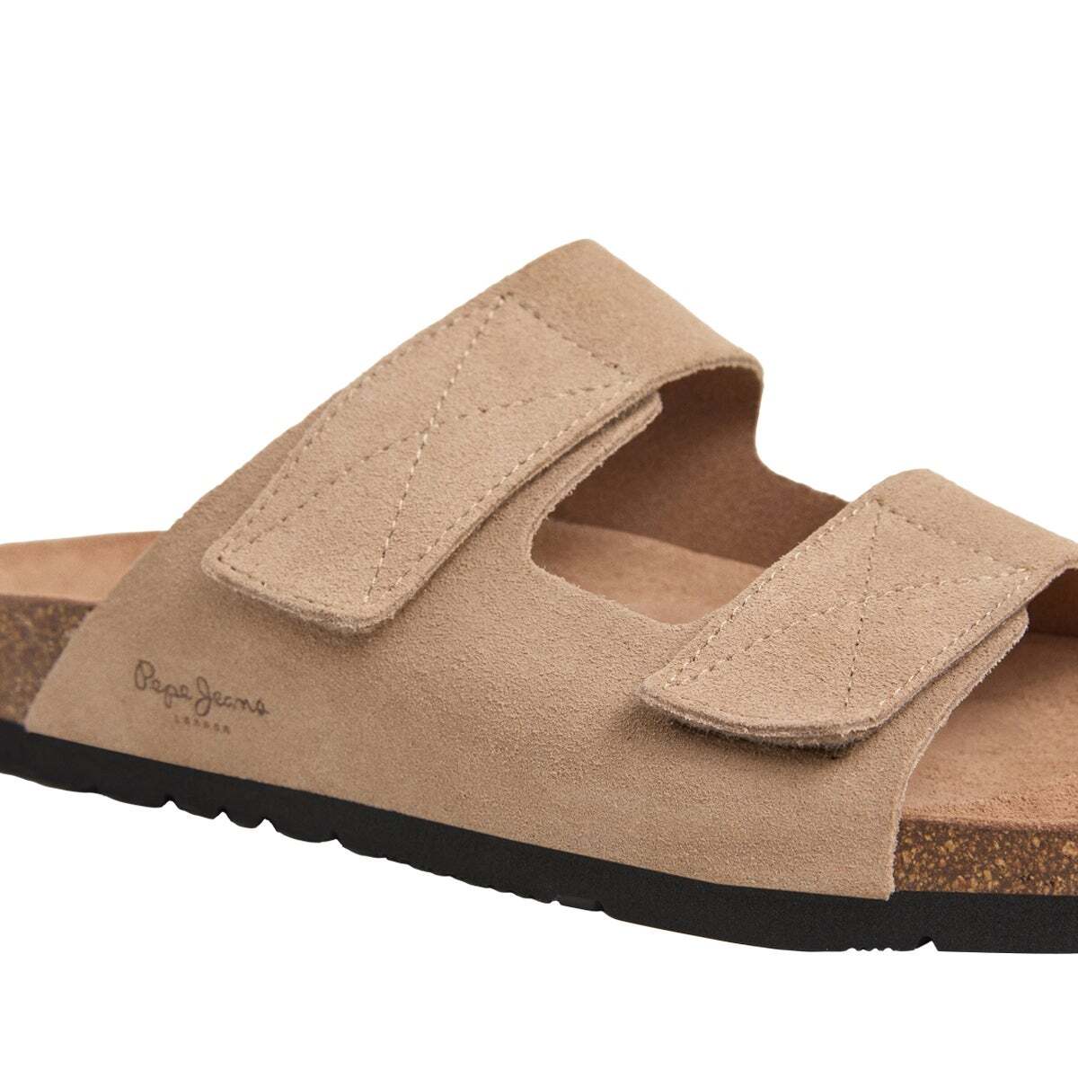 Sandales En Daim Avec Double Fermeture Velcro beige galeron, PEPE JEANS