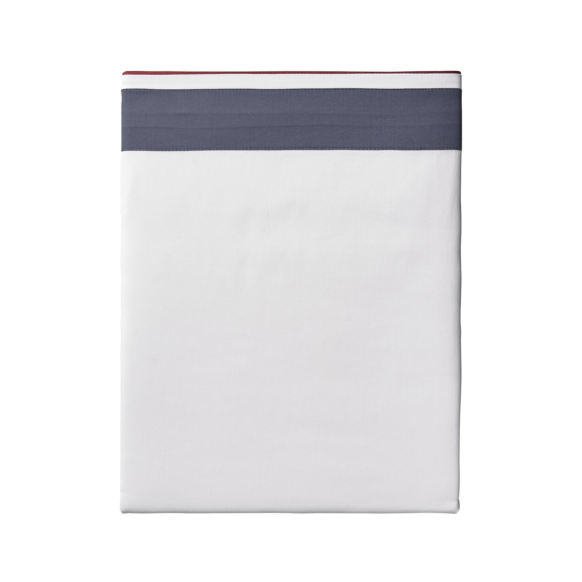 Drap plat tricolore en satin de coton avec bande appliquée, MARCEAU blanc neige/bleu marine, ALEXANDRE TURPAULT