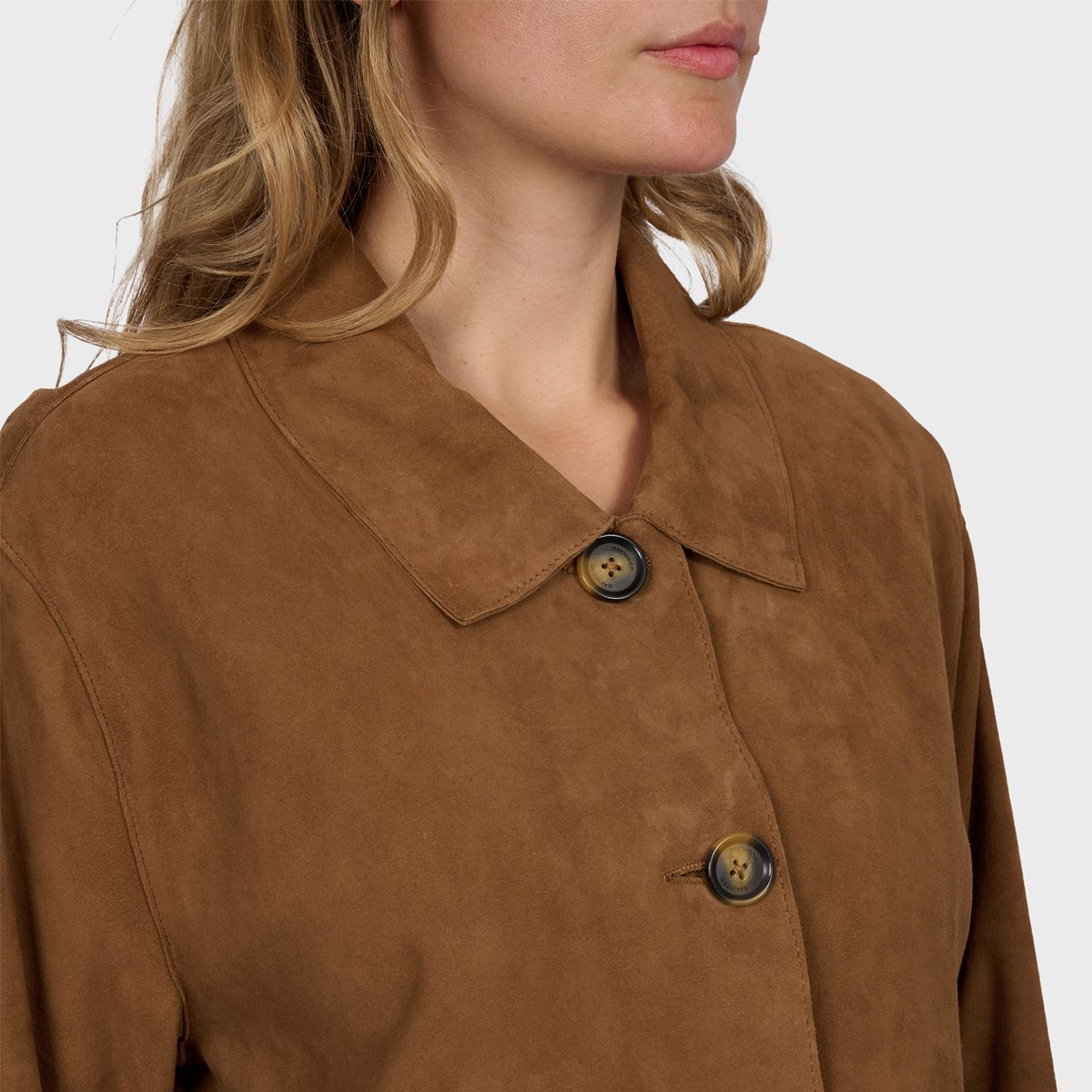 Veste droite en cuir suède HOUSTON marron clair, OAKWOOD