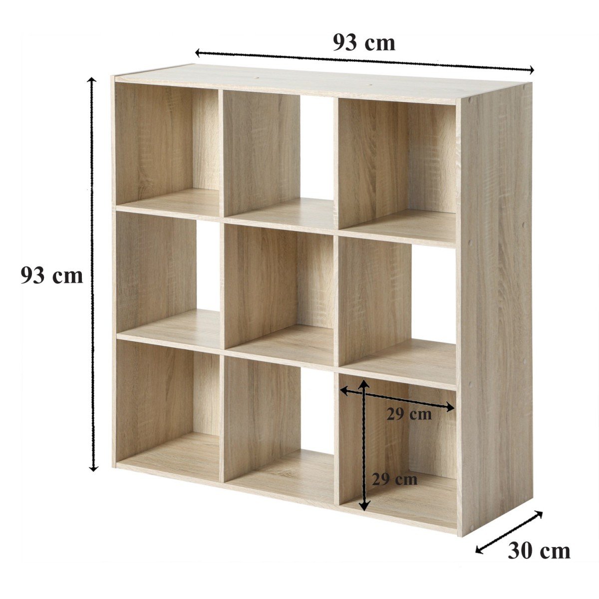 Etagère de rangement 9 cases bois clair, CALICOSY
