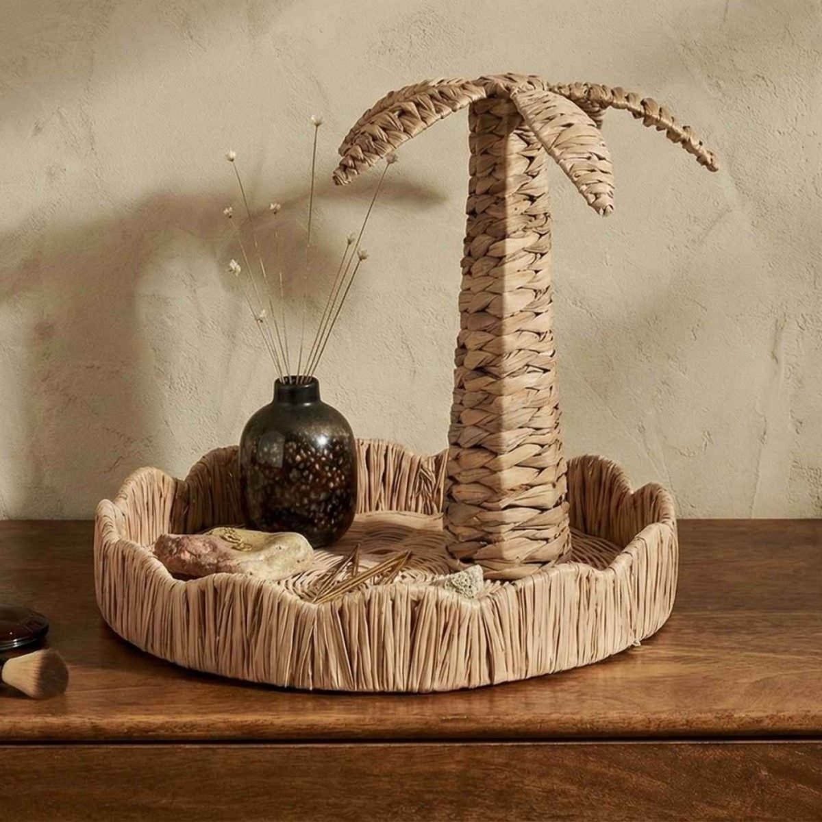 Set de 2 plateaux ronds en rotin naturel, ORNAMI