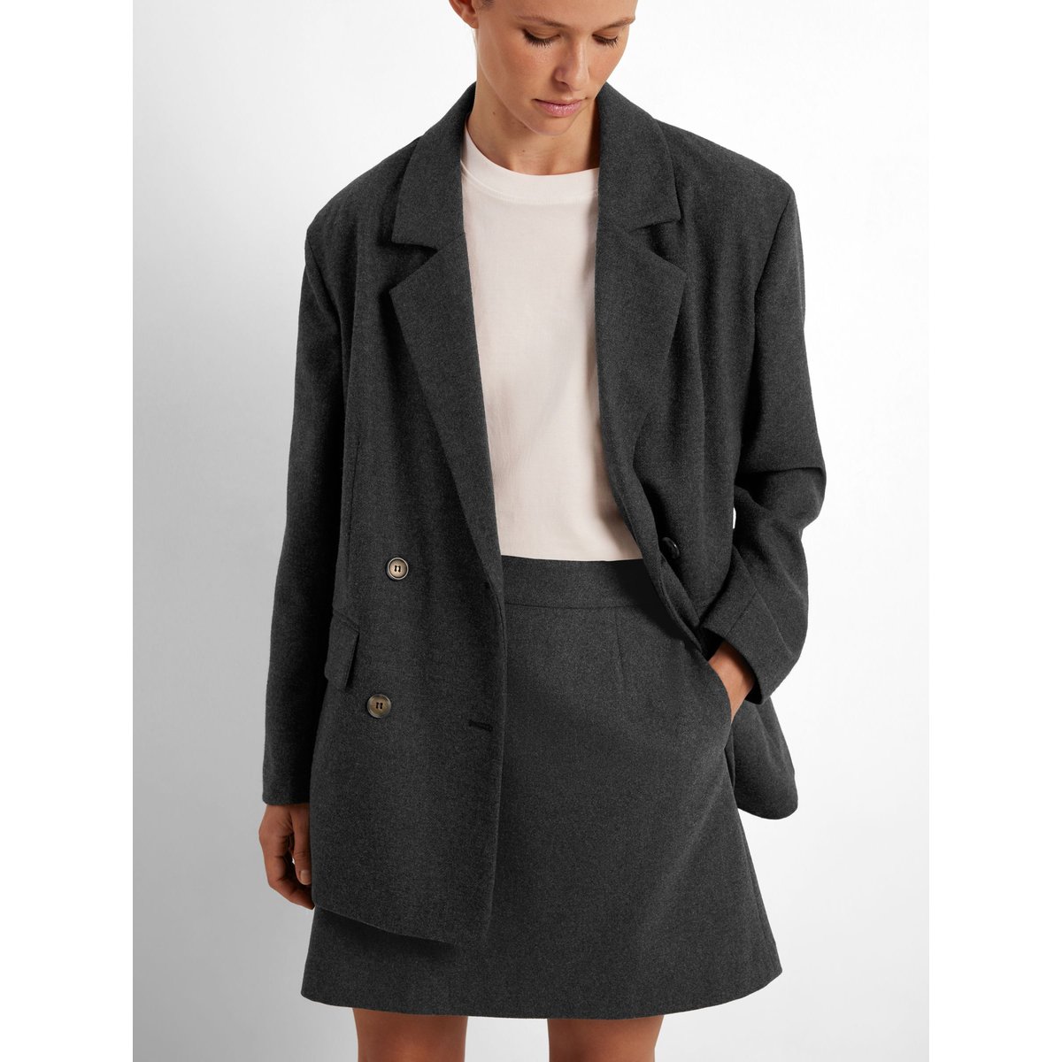 Mini-Jupe dark grey melange, SELECTED