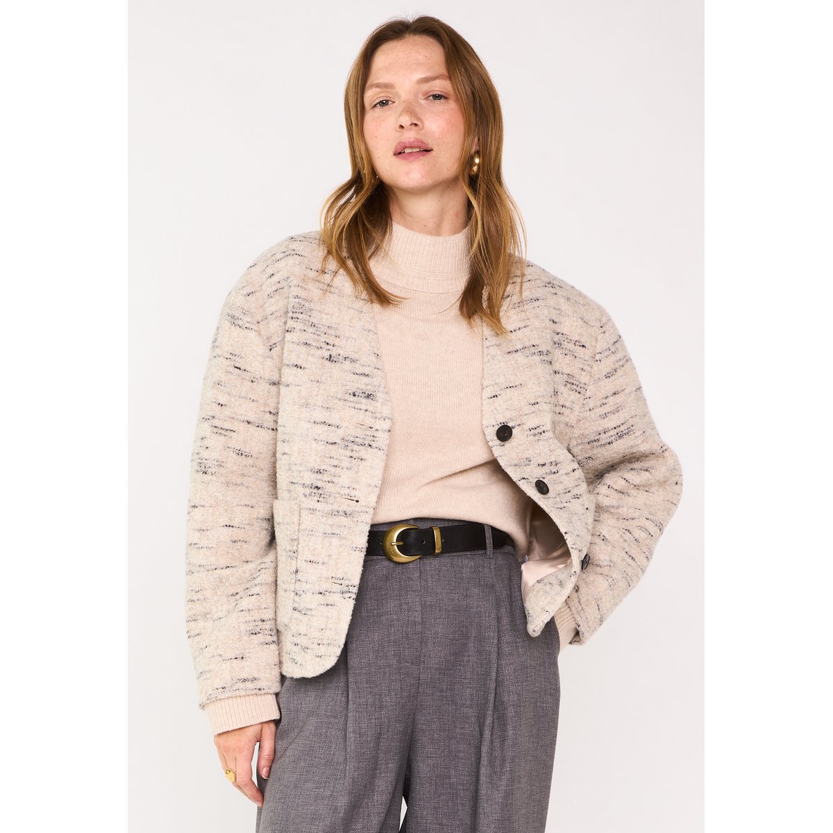 Veste COLETTE en tweed beige, Maison 123