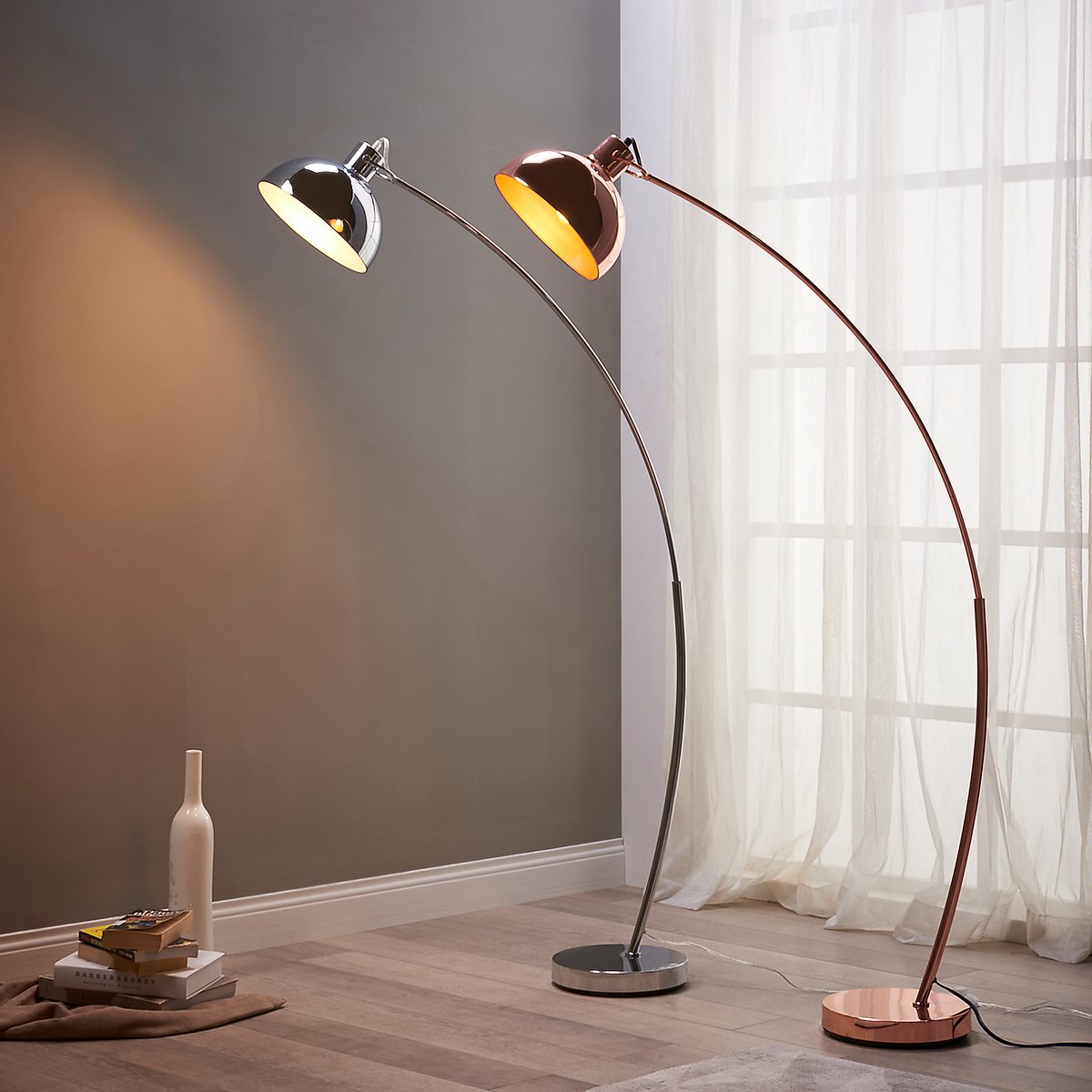Lampadaire Intérieur Arc Métal ARCO gris, TEAMSON HOME