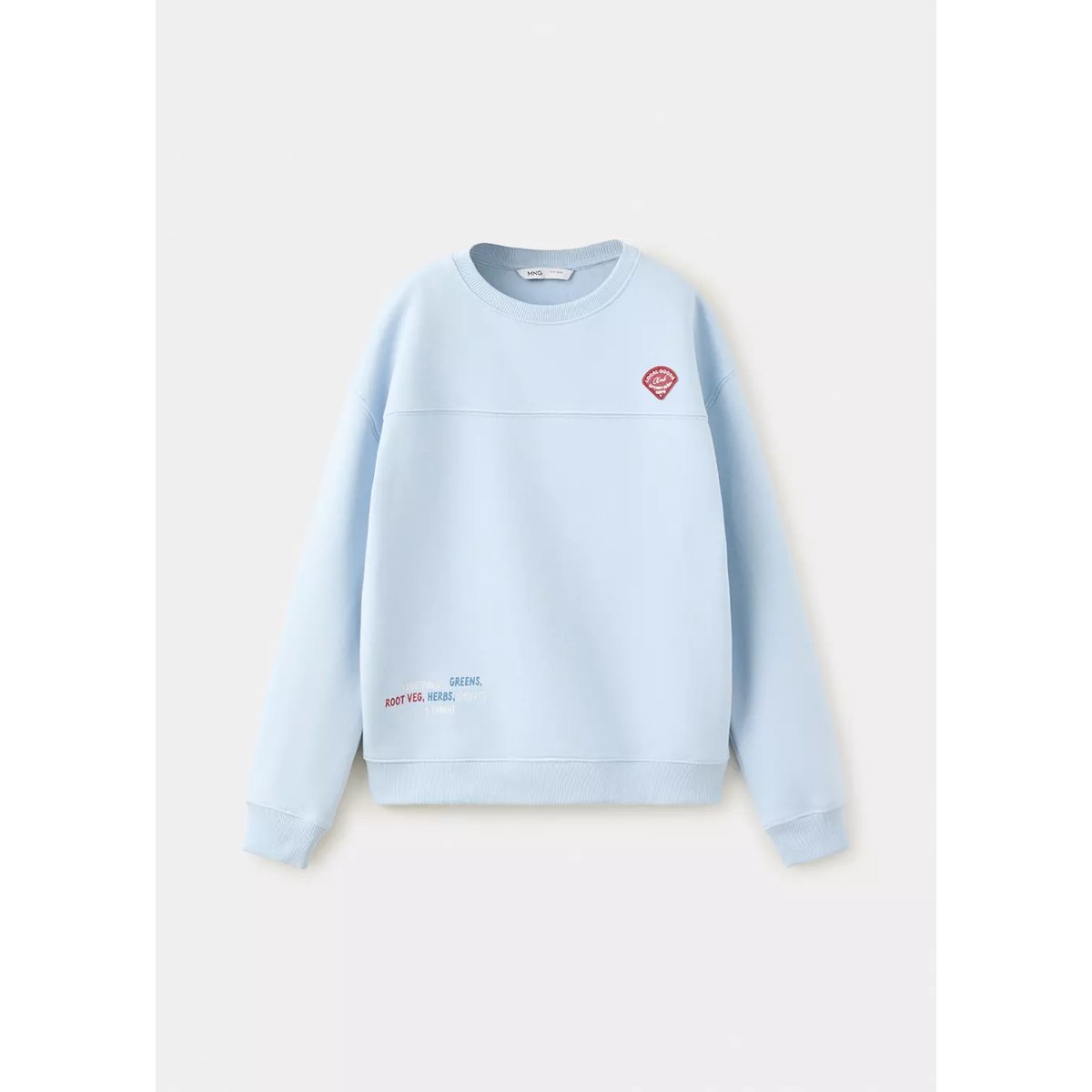 Sweat-shirt coton détails brodés bleu ciel, MANGO KIDS