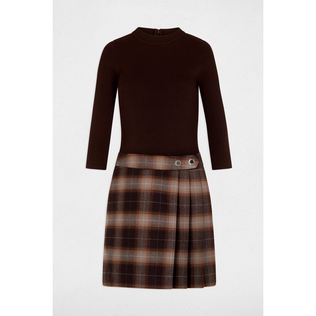 Robe courte col montant multicolore, MORGAN