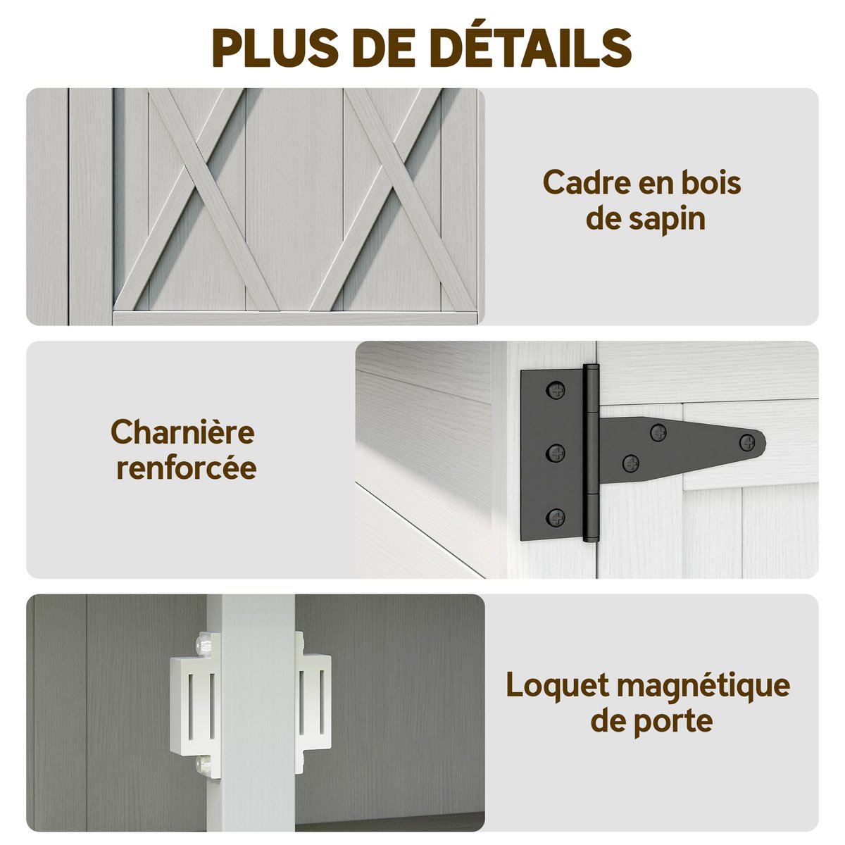 Abri de jardin Bois de sapin Gris gris, OUTSUNNY