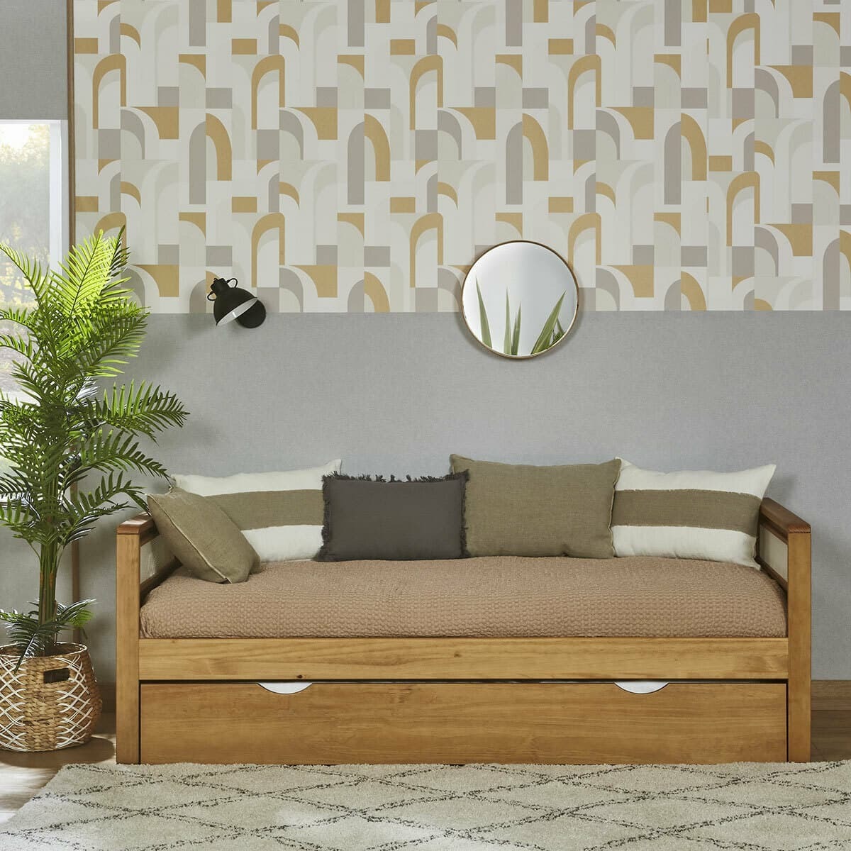Pack lit banquette gigogne avec matelas Bois massif COBI bois, AKITEN RETAIL