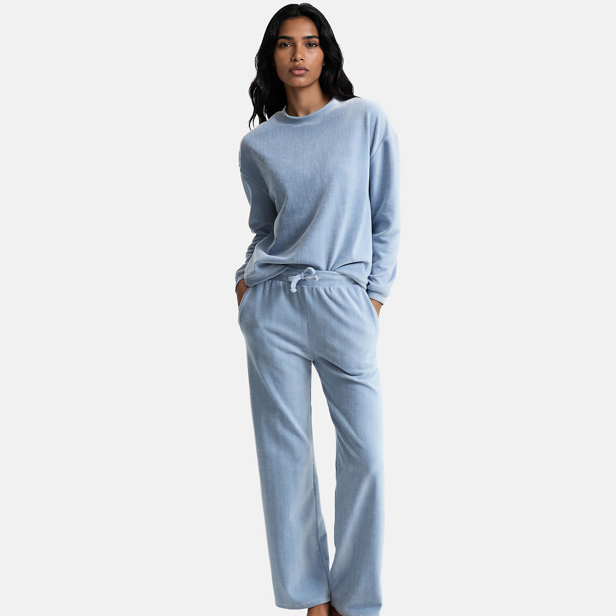 Pigiama in velluto a coste blu ghiaccio, LA REDOUTE COLLECTIONS